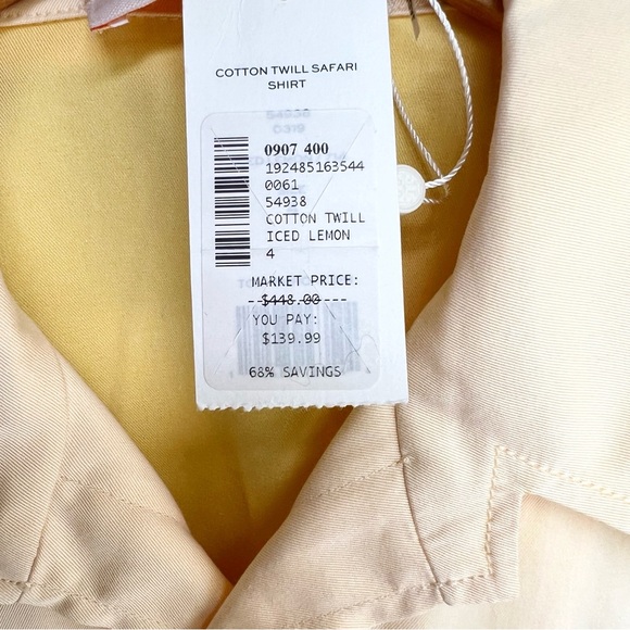 Tory Burch 🐆 Cotton Twill Safari Shirt in Iced Lemon NWT - Picture 10 of 12